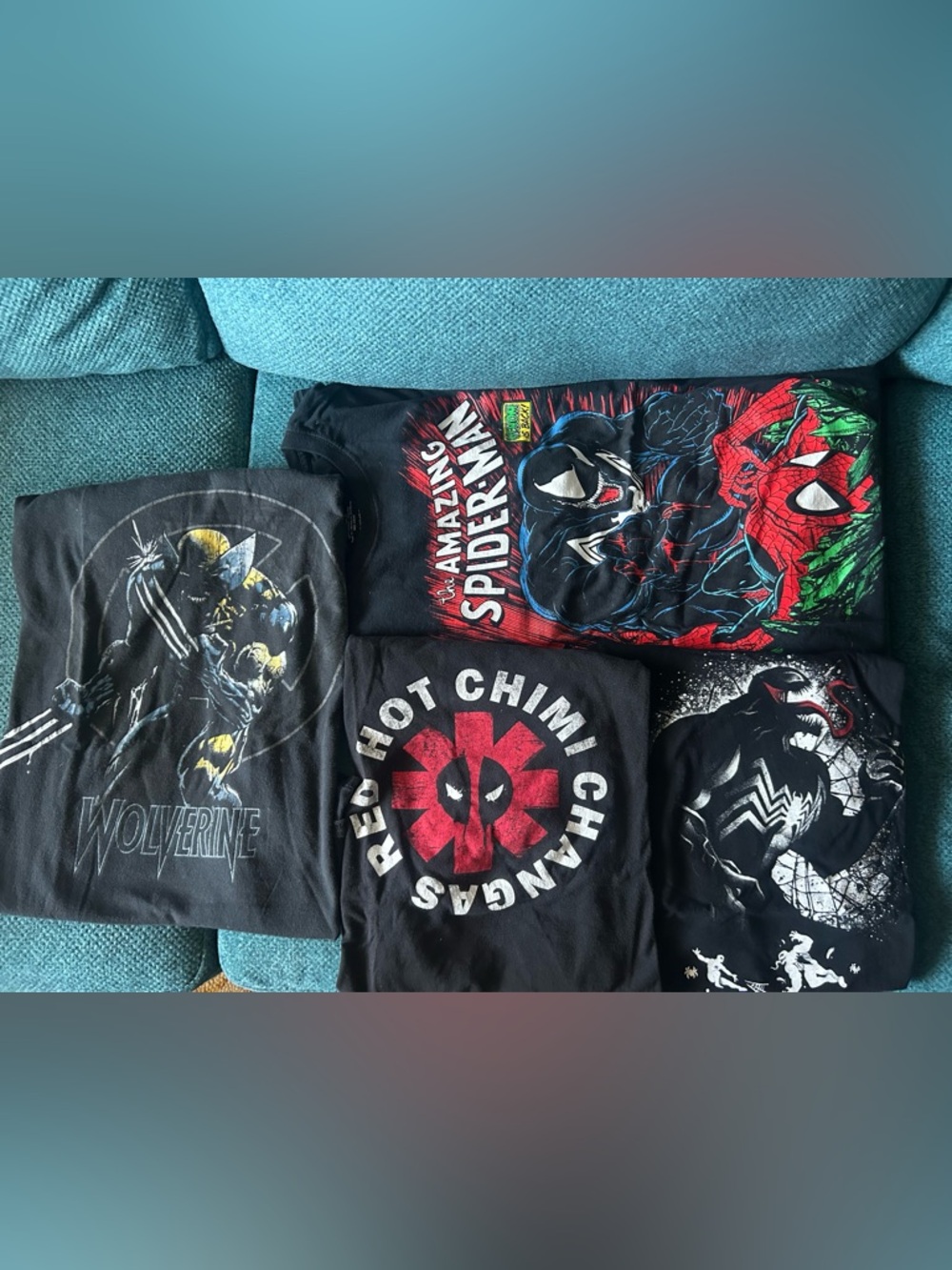 X4 Marvel Comic t-shirts tees size XL Spider-Man, Venom, Wolverine, Deadpool